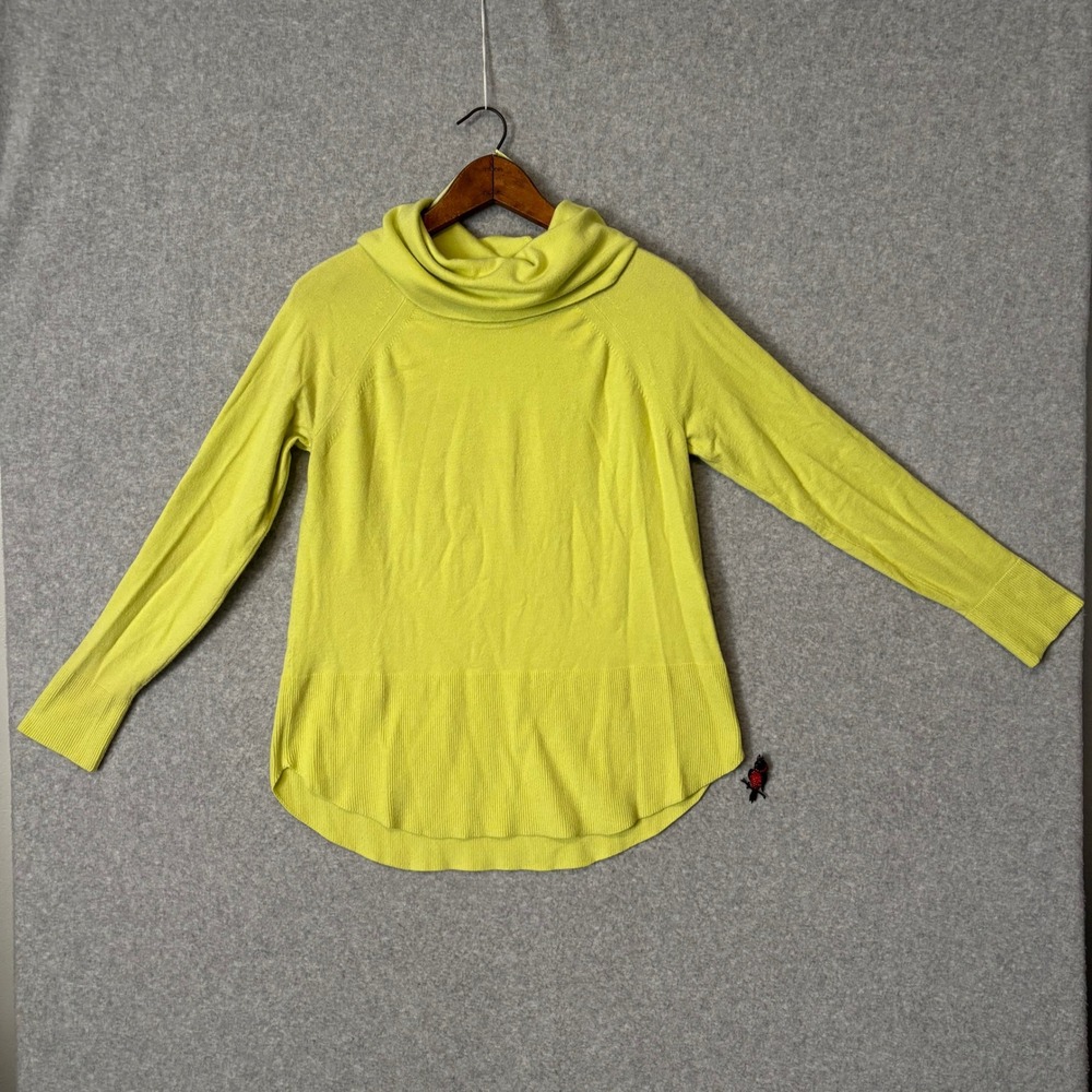 Cyrus Womens Large Cowl Neck Sweater Lime Green Long‎ Sleeve Knit